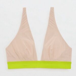 NWT Aerie Smoothez Low-Cut Mesh Bralette Tan & Neon, size S & XS